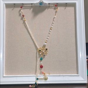 Lale Ltd Ed Pearl & Stones 38” Lariat 24k Gold